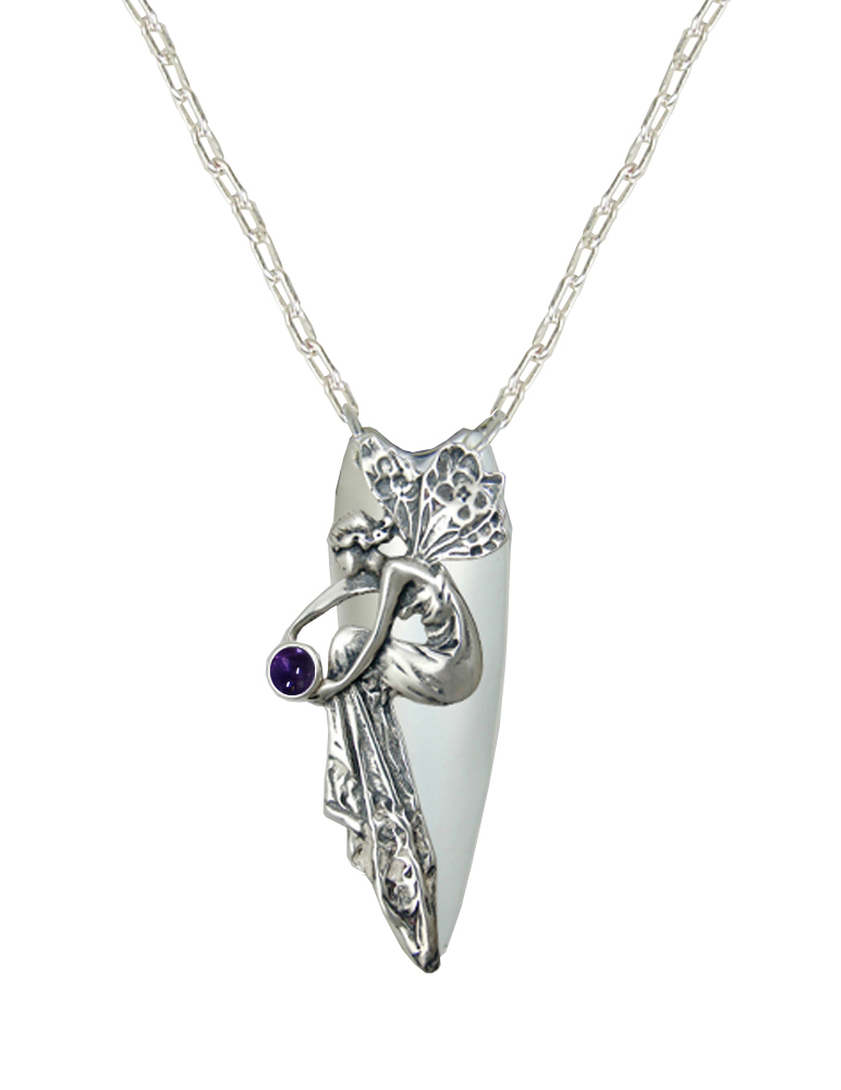 Sterling Silver Full Bodied Fairy Aromatherapy Pendant Necklace With Iolite